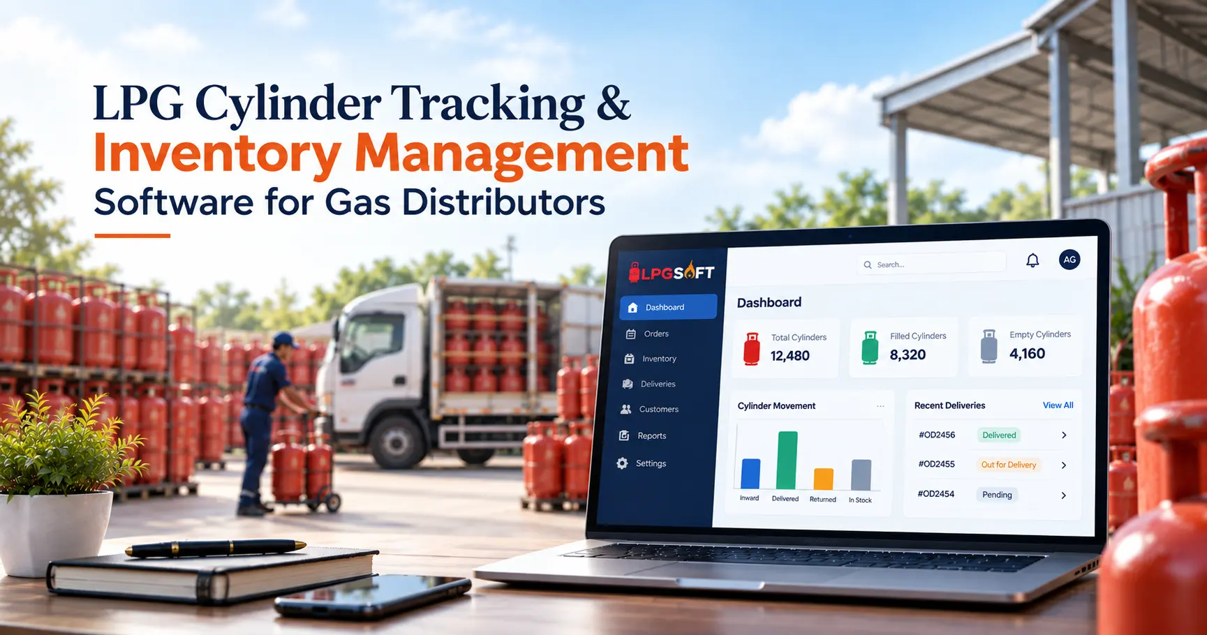 LPG cylinder tracking and inventory management software dashboard